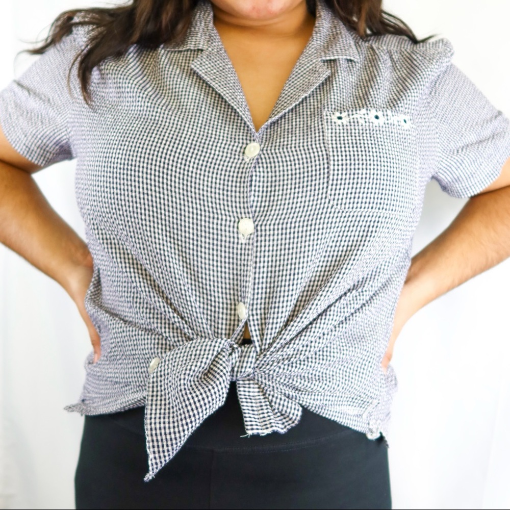 Cathy daniels vintage gingham blouse